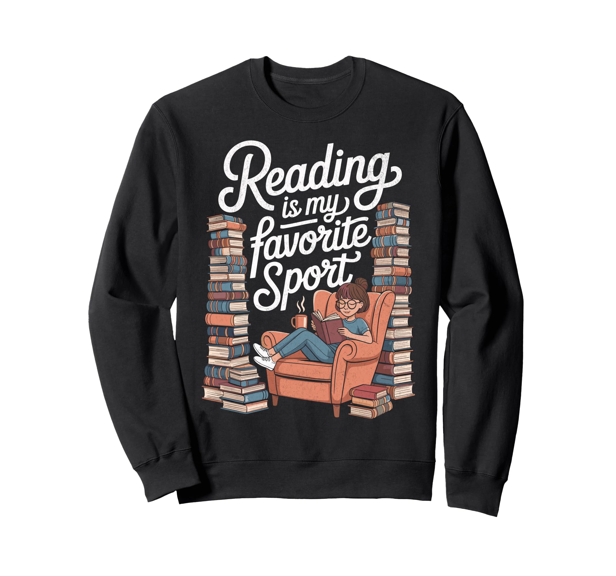 Reading Is My Favorite Sport Book Sweatshirt - Graphic Print for Adults - T-Shirt, Sweatshirt, Hoodie