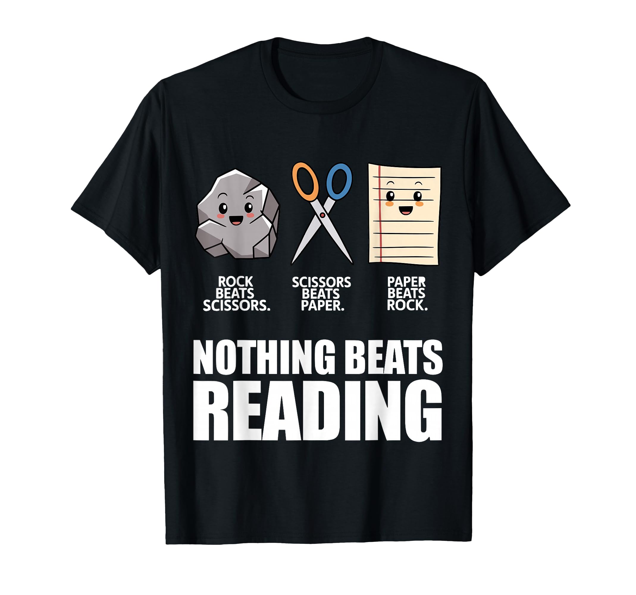 Nothing Beats Reading Rock Paper Scissors T-Shirt - Graphic Print Unisex - T-Shirt, Sweatshirt, Hoodie