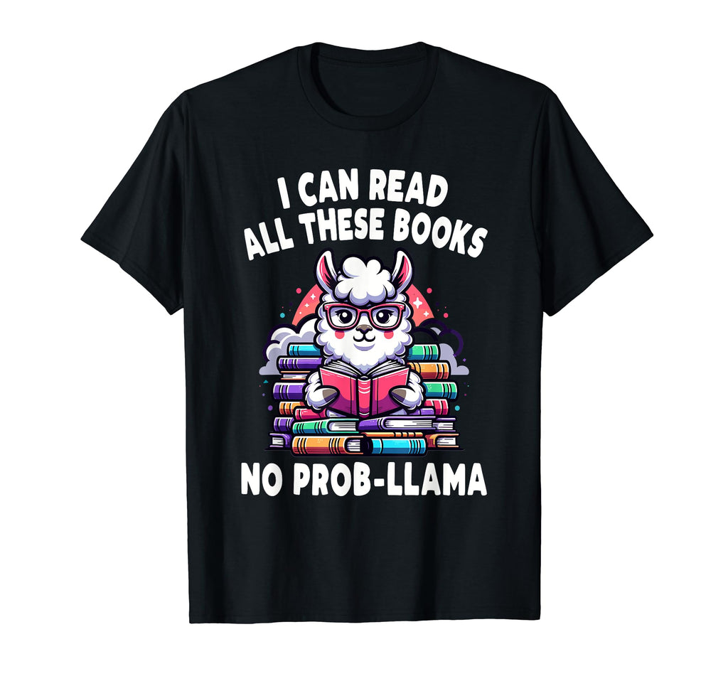 No Probllama Llama Alpaca Book Readers T-Shirt - Novelty Apparel Unisex - T-Shirt, Sweatshirt, Hoodie