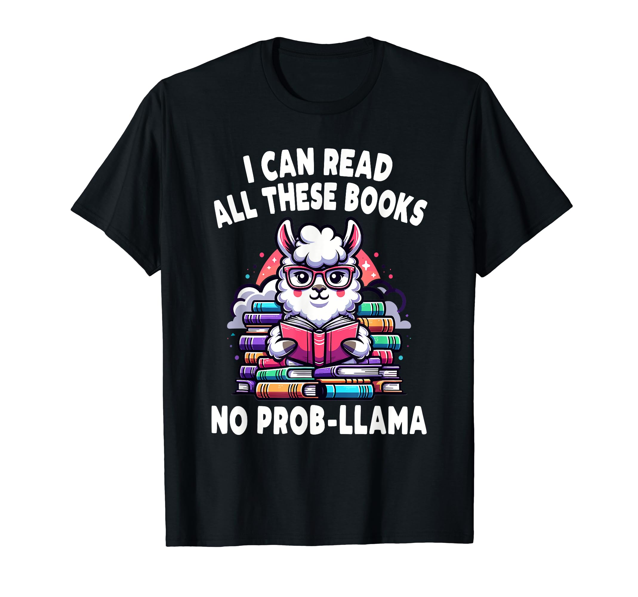 No Probllama Llama Alpaca Book Readers T-Shirt - Novelty Apparel Unisex - T-Shirt, Sweatshirt, Hoodie