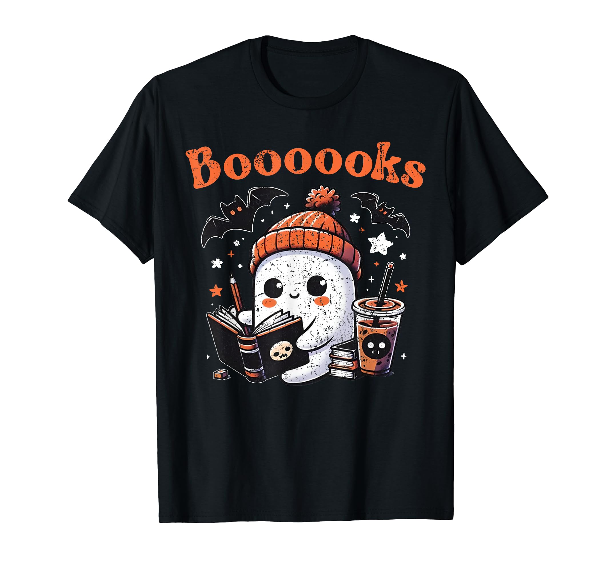 Booooks Ghost Funny Halloween Book Coffee T-Shirt - Trendy Graphic Unisex - T-Shirt, Sweatshirt, Hoodie