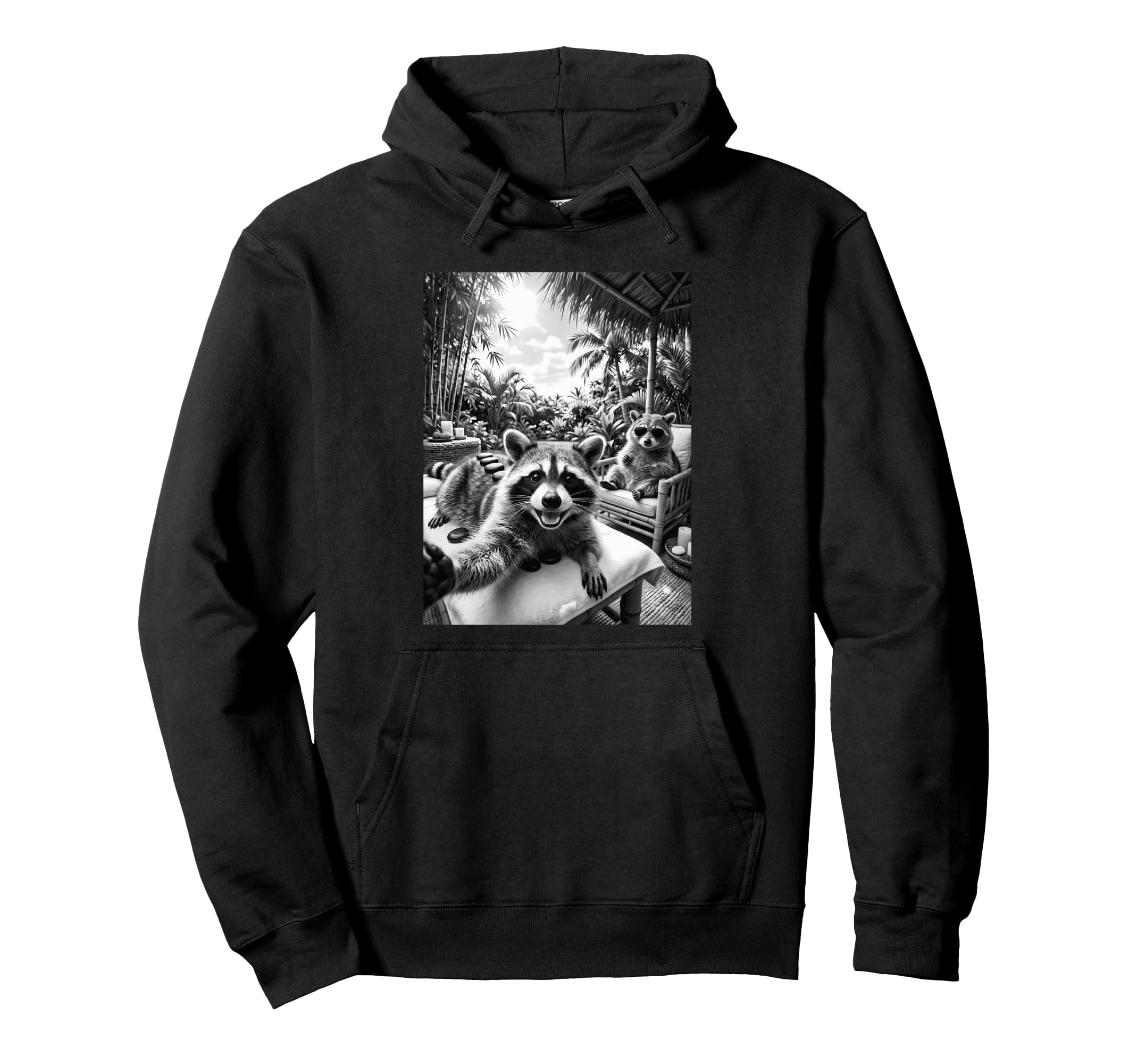 Funny Raccoon Spa Day Meme Self Care Hoodie - Trendy Graphic for Adults - T-Shirt, Sweatshirt, Hoodie
