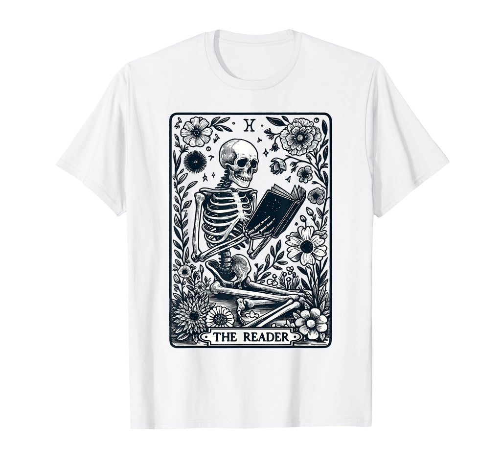 Reader Skeleton Book Lover Tarot T-Shirt - Aesthetic Graphic Men Women - T-Shirt, Sweatshirt, Hoodie