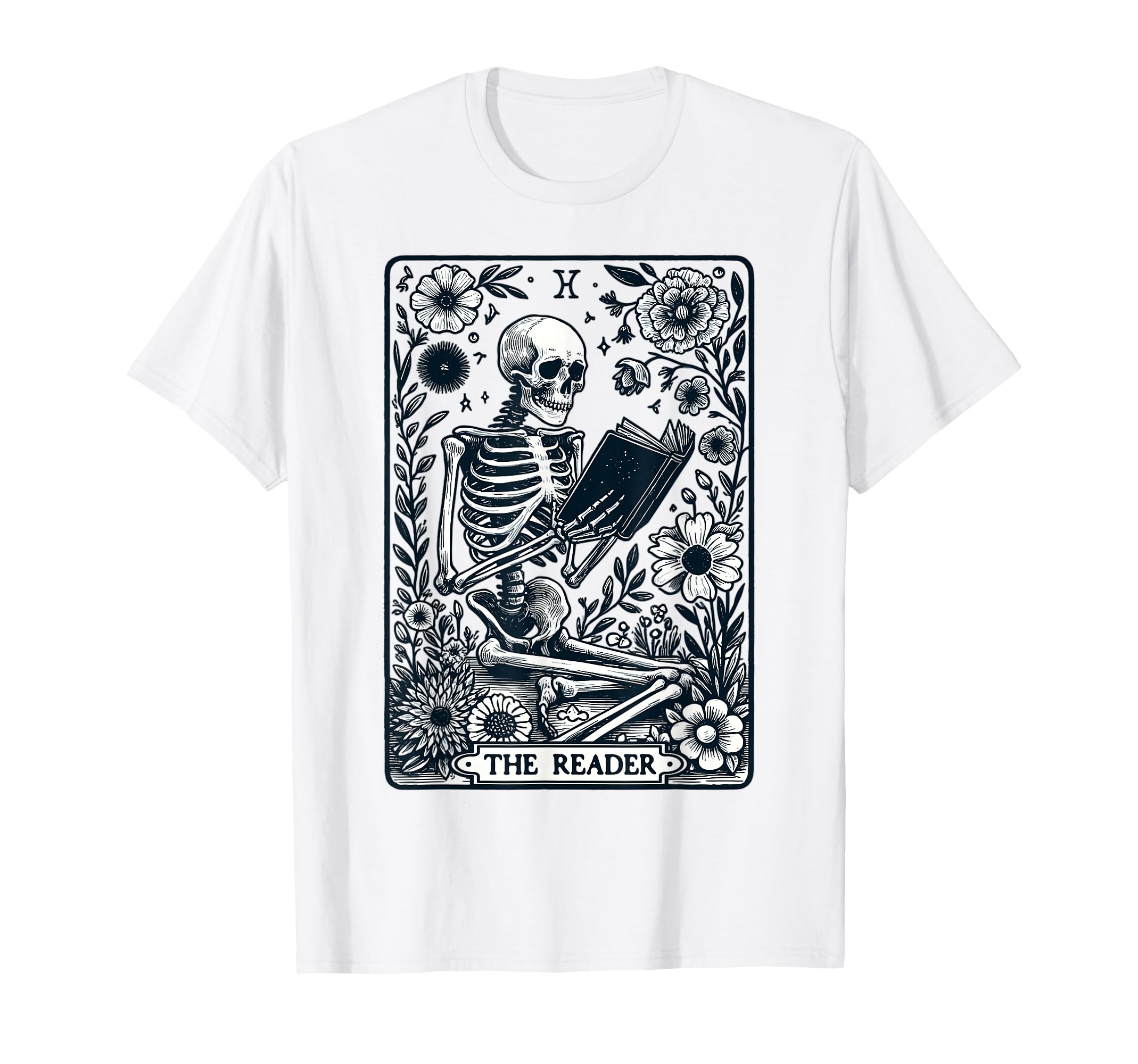 Reader Skeleton Book Lover Tarot T-Shirt - Aesthetic Graphic Men Women - T-Shirt, Sweatshirt, Hoodie