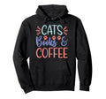 Cats Books And Coffee Cat Lovers Hoodie - Minimalist Print Men Women - T-Shirt, Sweatshirt, Hoodie