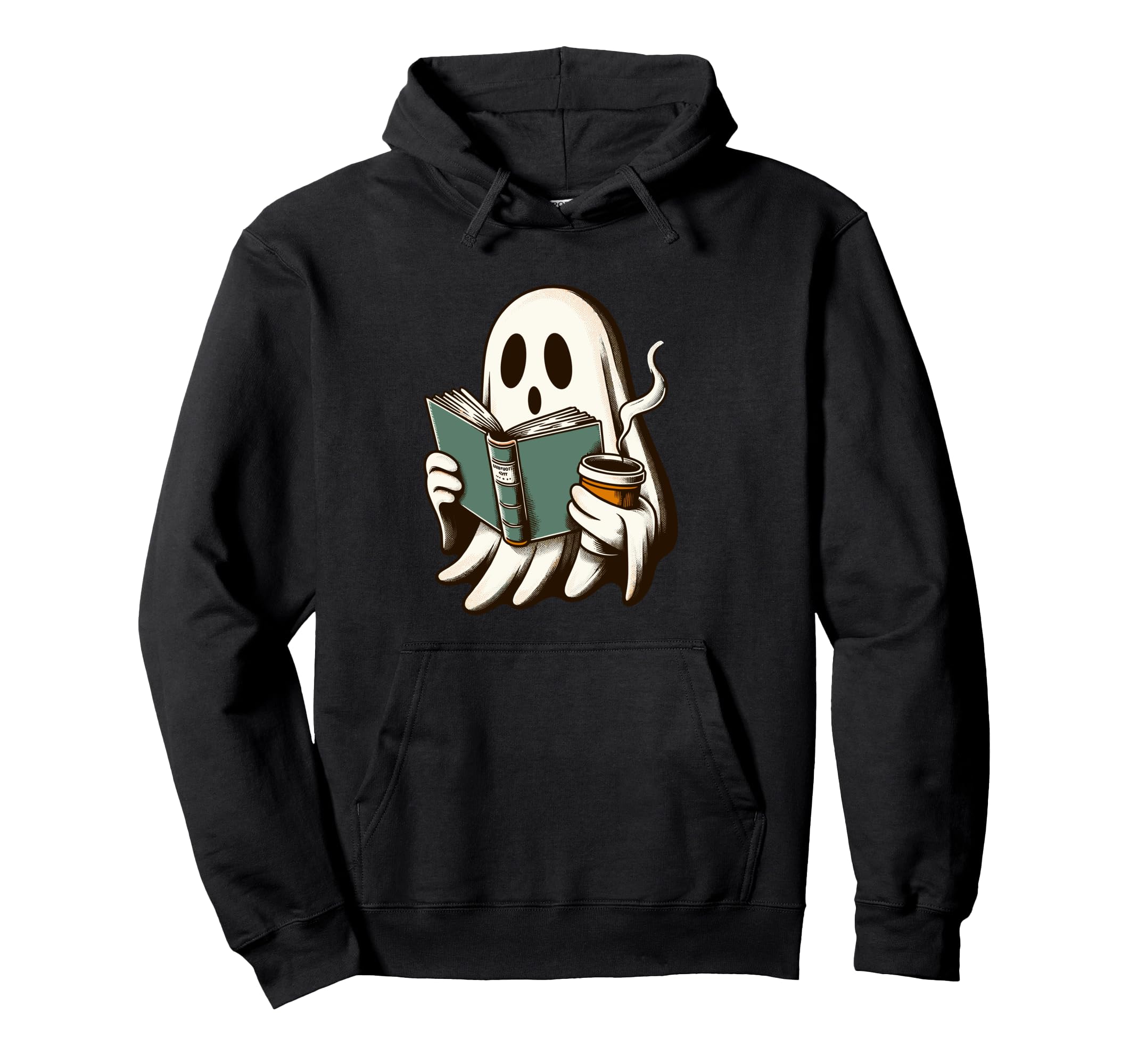 Introvert Coffee Ghost Book Worm Hoodie - Aesthetic Graphic Unisex - T-Shirt, Sweatshirt, Hoodie
