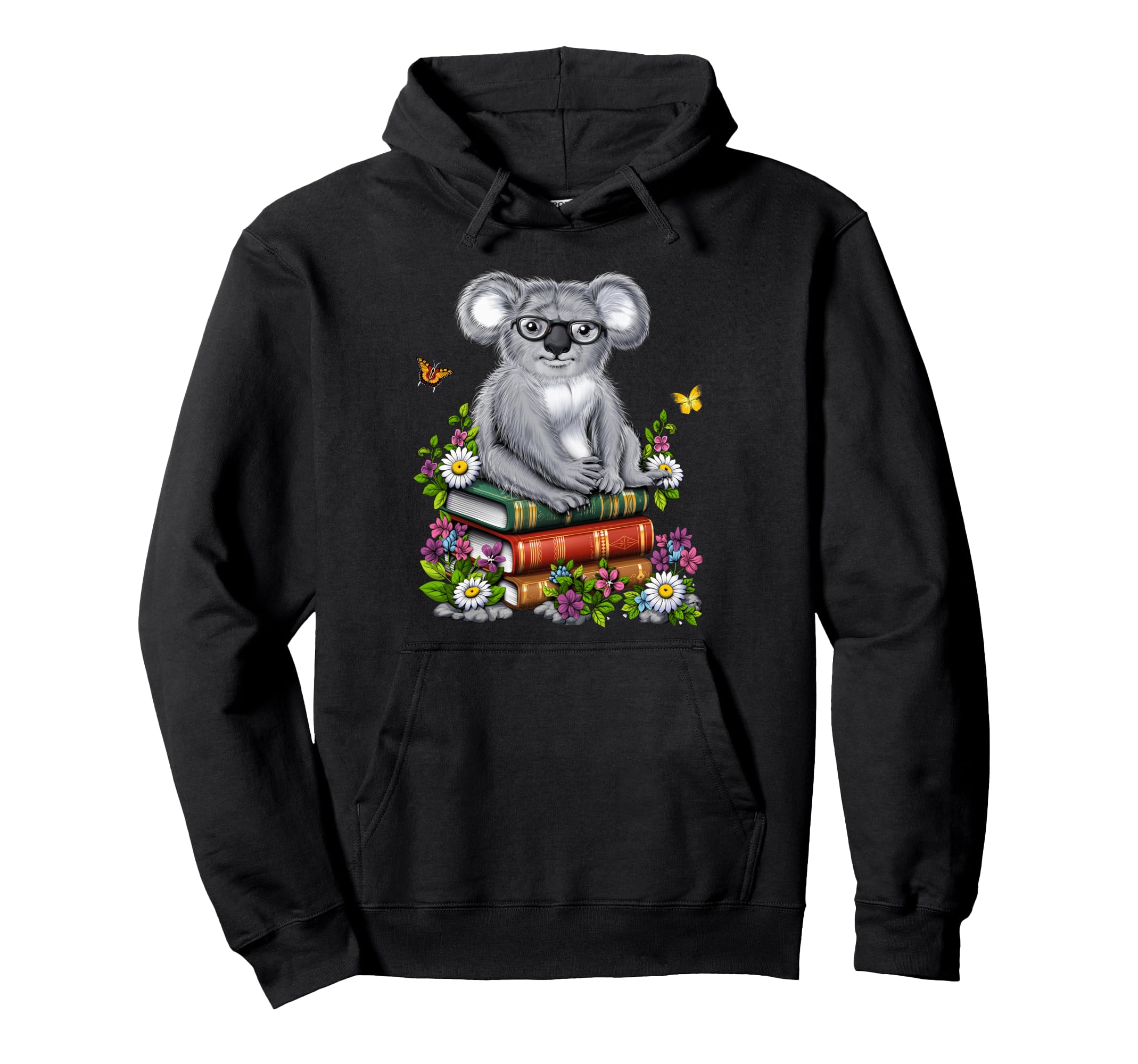 Koala Bear Reading Books Bookworm Nerd Hoodie - Novelty Apparel for Adults - T-Shirt, Sweatshirt, Hoodie