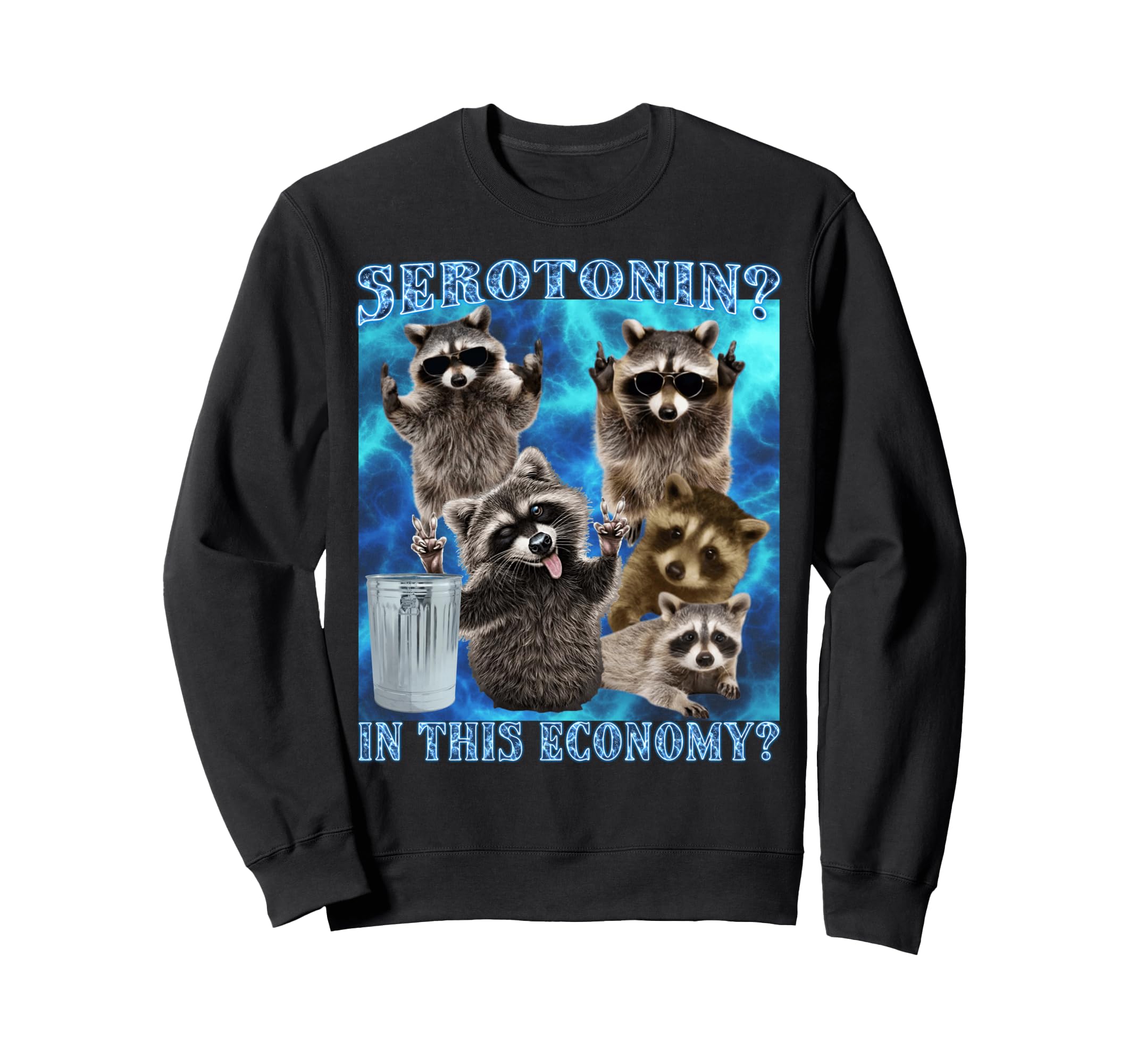 Serotonin This Economy Raccoon Meme Sweatshirt - Graphic Print Unisex - T-Shirt, Sweatshirt, Hoodie