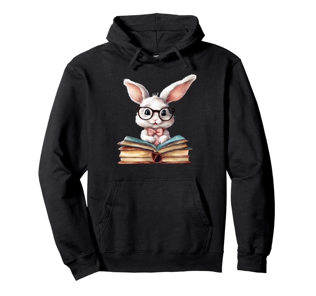 Bunny Is Wearing Glasses And Reading Hoodie - Novelty Apparel Men Women - T-Shirt, Sweatshirt, Hoodie