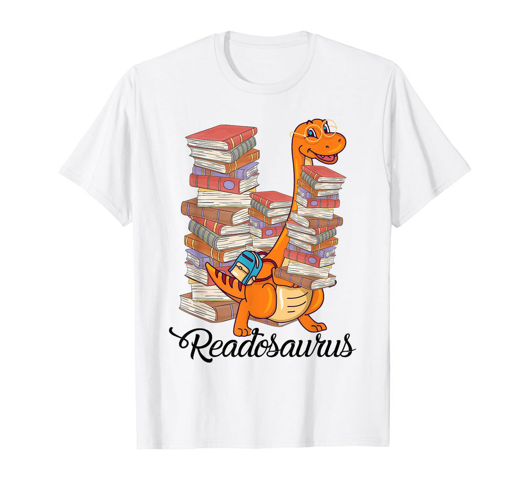 Readosaurus Dinosaur Reading Books Book T-Shirt - Custom Art Print Unisex - T-Shirt, Sweatshirt, Hoodie