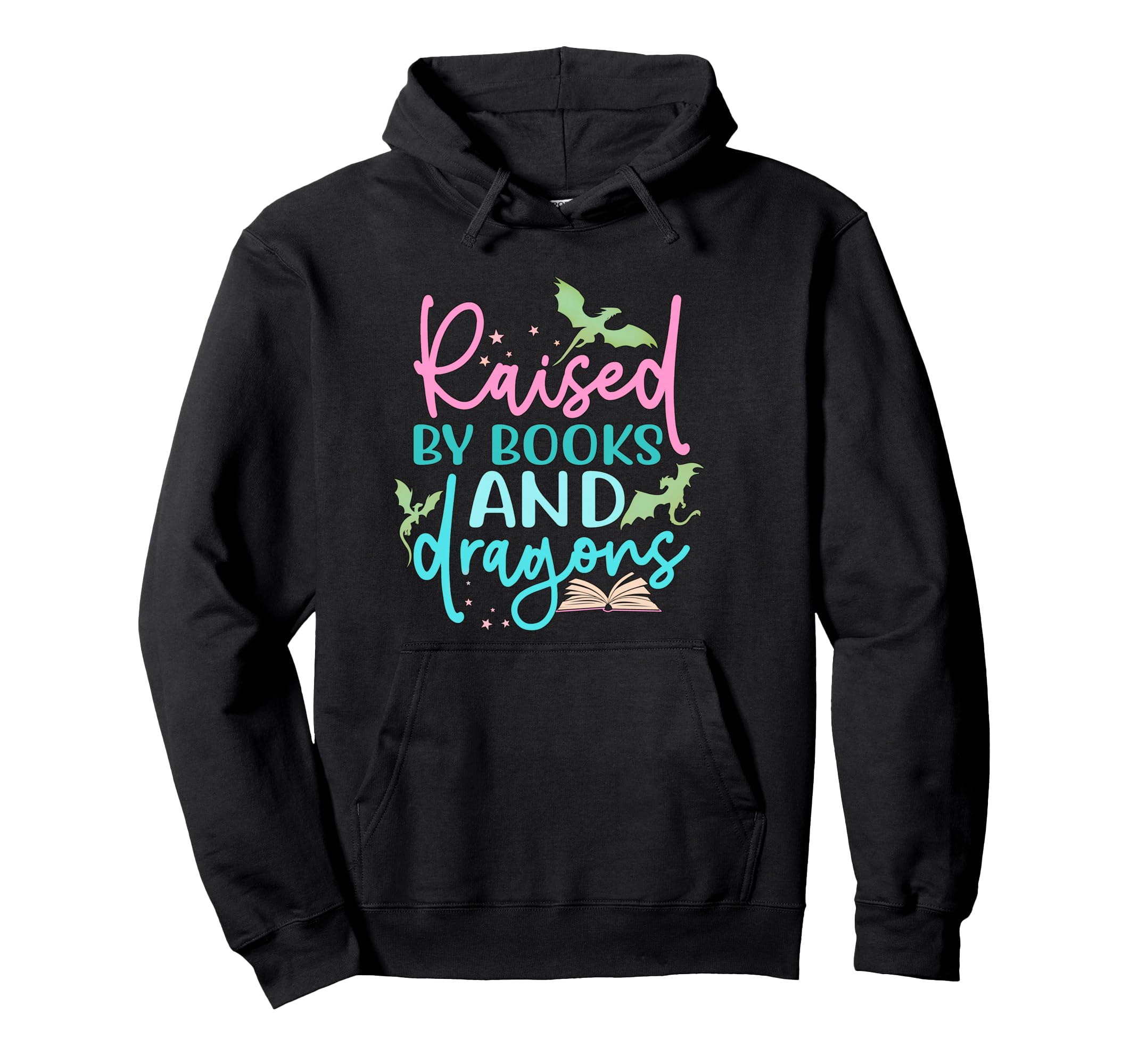 Raised Books And Dragons Fantasy Hoodie - Fun Novelty Design for Adults - T-Shirt, Sweatshirt, Hoodie