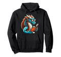 Dragon Reading Book Dragon Enthusiast Hoodie - Minimalist Print for Adults - T-Shirt, Sweatshirt, Hoodie