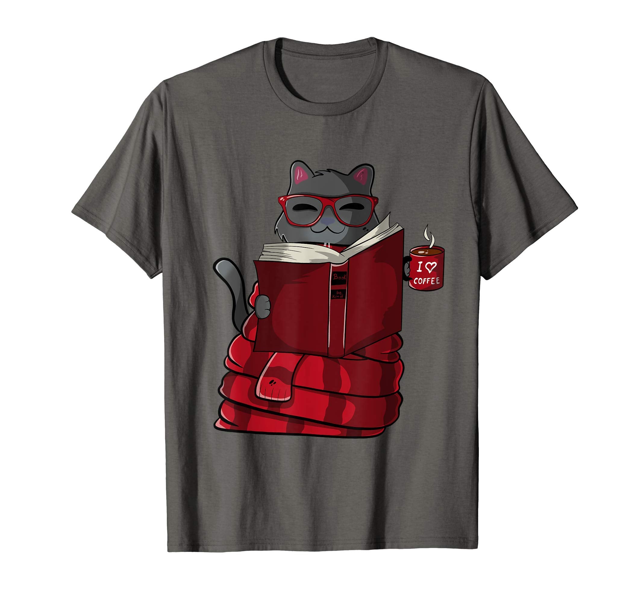 Cat Lover Books Lover Coffee Lover T-Shirt - Minimalist Print for Adults - T-Shirt, Sweatshirt, Hoodie
