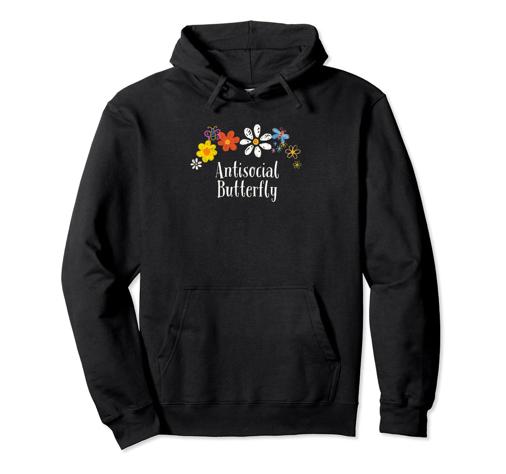 Floral Artwork Art Antisocial Butterfly Hoodie - Graphic Print Unisex - T-Shirt, Sweatshirt, Hoodie