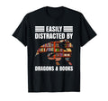 Easily Distracted Dragon And Books T-Shirt - Aesthetic Graphic for Adults - T-Shirt, Sweatshirt, Hoodie