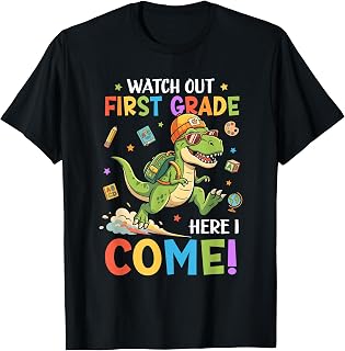 Watch Out 1st Grade Here I Come Dino First Day of School T-Shirt Unisex T-shirt, Sweatshirt, Hoodie, Long Sleeve Tee - T-Shirt, Sweatshirt, Hoodie