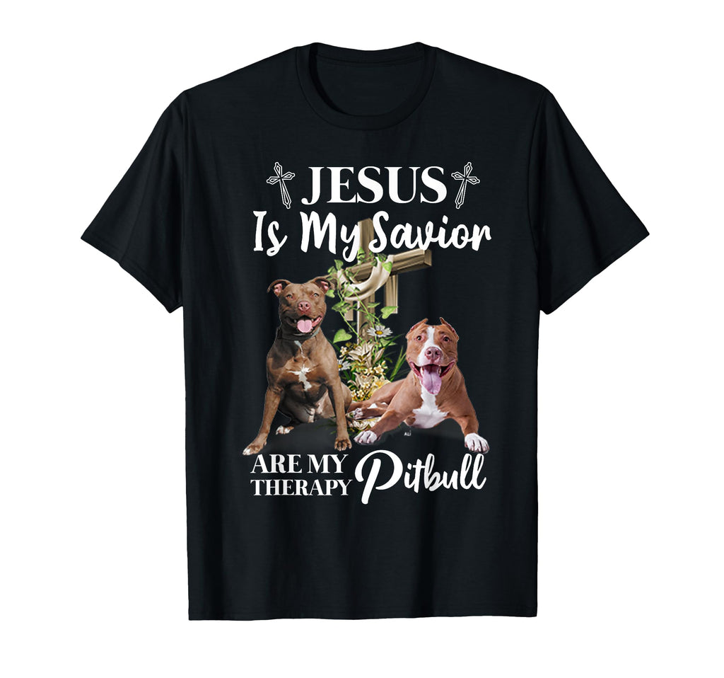 Jesus Is My Savior Are My Therapy Pitbull T-Shirt - Minimalist Print Unisex - T-Shirt, Sweatshirt, Hoodie