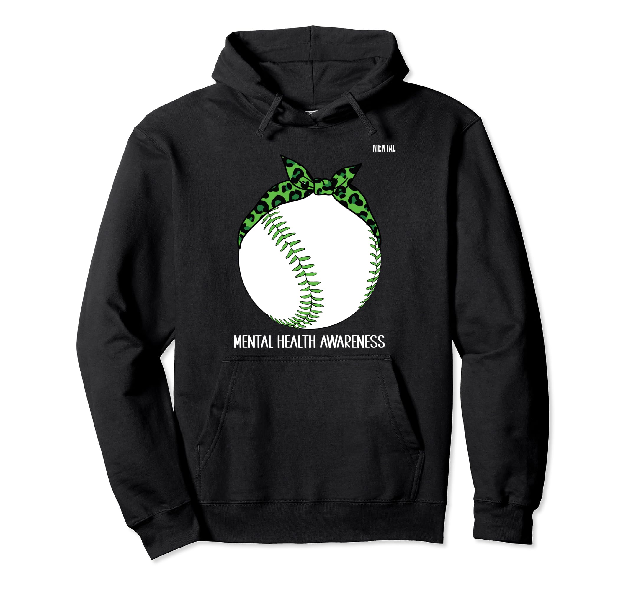 Baseball Wear Green Mental Health Hoodie - Trendy Graphic for Adults - T-Shirt, Sweatshirt, Hoodie