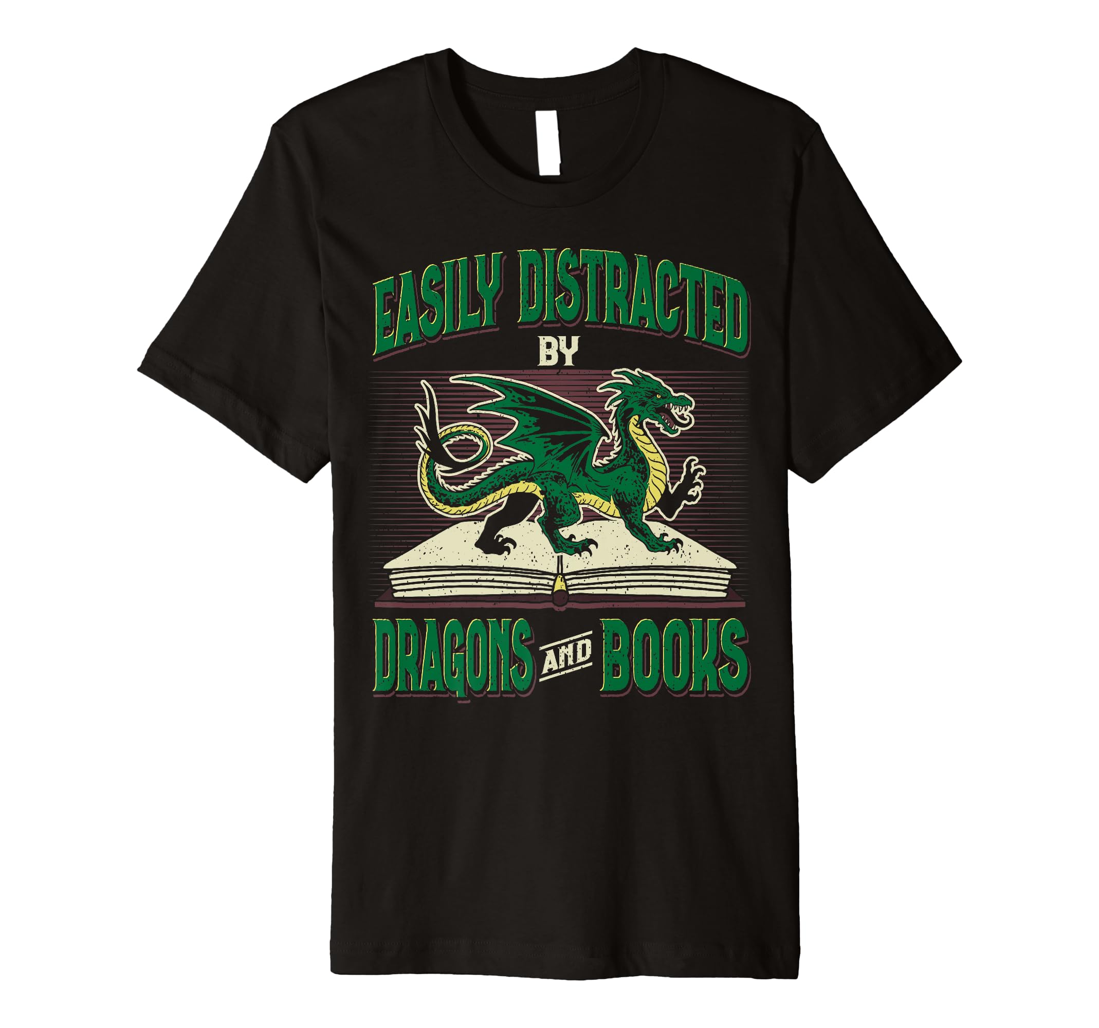 Easily Distracted Dragons And Books T-Shirt - Custom Art Print Unisex - T-Shirt, Sweatshirt, Hoodie