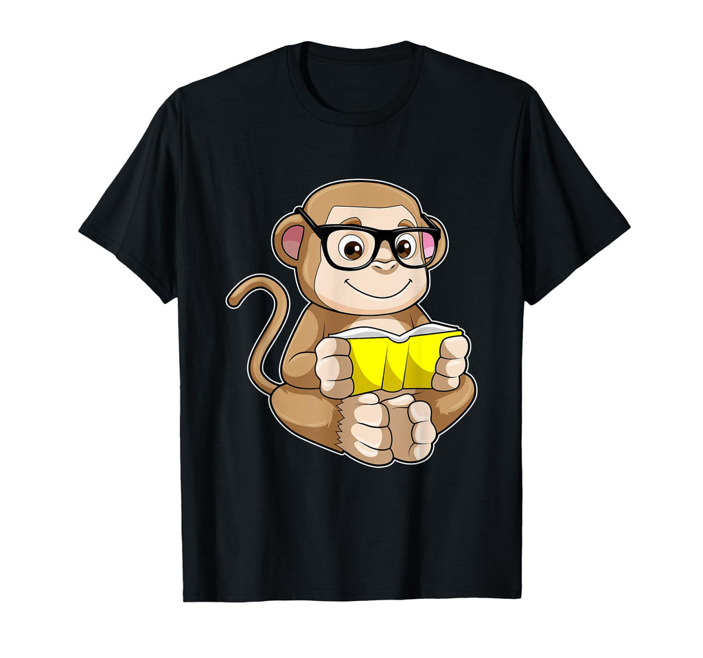 Monkey Nerd Book Glasses T-Shirt - Custom Art Print for Adults - T-Shirt, Sweatshirt, Hoodie