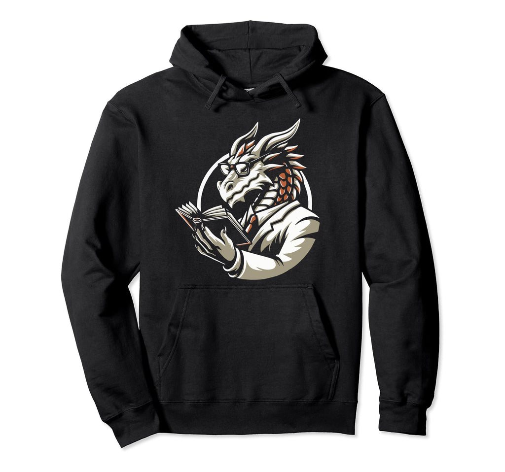 Dragon Reading Book Dragon Enthusiast Hoodie - Fun Novelty Design Unisex - T-Shirt, Sweatshirt, Hoodie