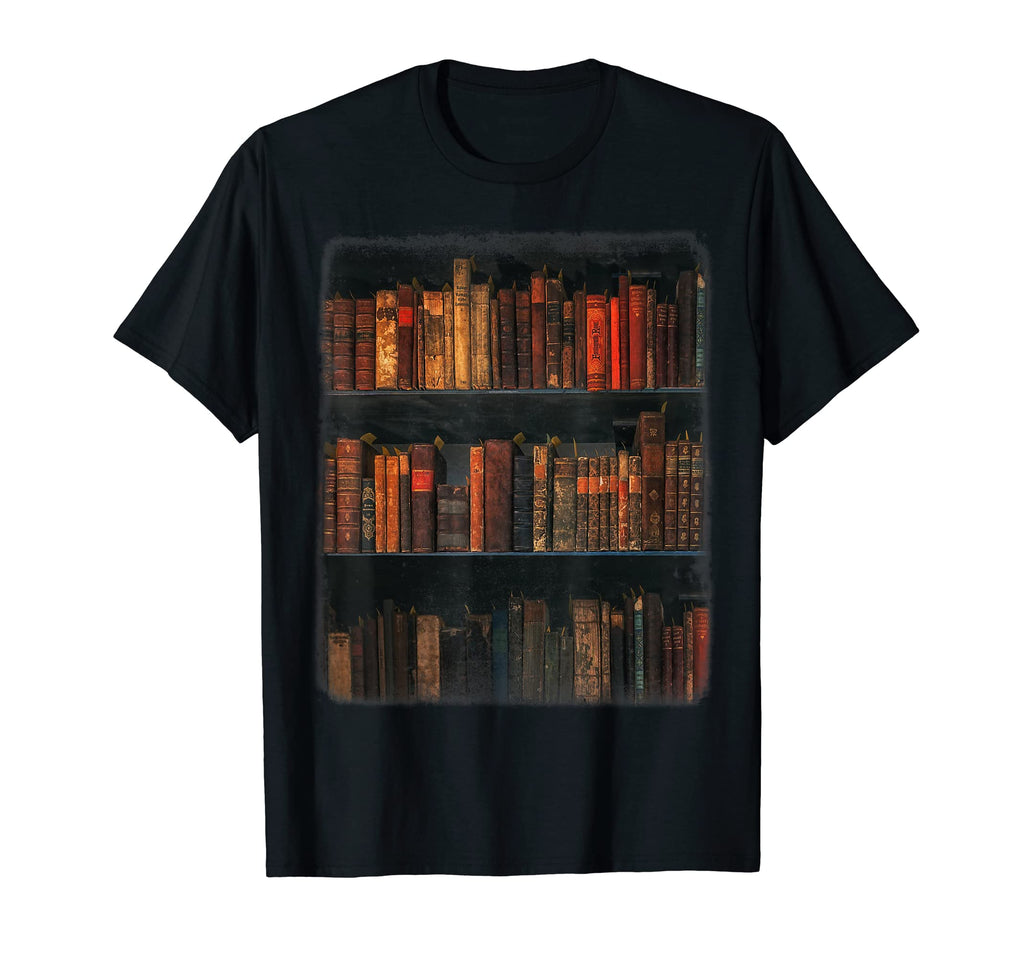 Old Books Bookshelves Dark Academia T-Shirt - Minimalist Print for Adults - T-Shirt, Sweatshirt, Hoodie