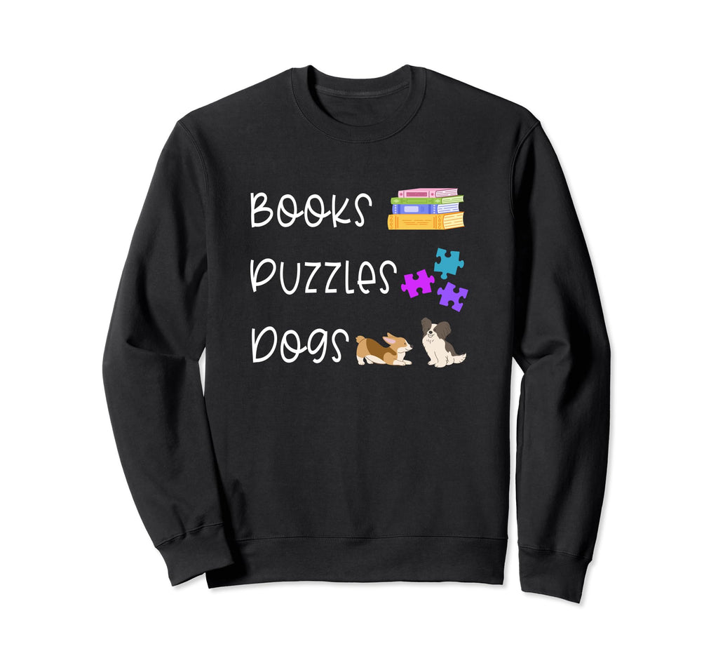 Books Puzzles Dogs Funny Bookish Sweatshirt - Minimalist Print Men Women - T-Shirt, Sweatshirt, Hoodie