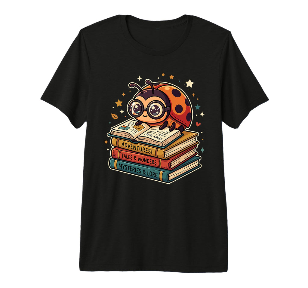 Ladybug Reading Books Funny Bookworm T-Shirt - Unique Graphic for Adults - T-Shirt, Sweatshirt, Hoodie