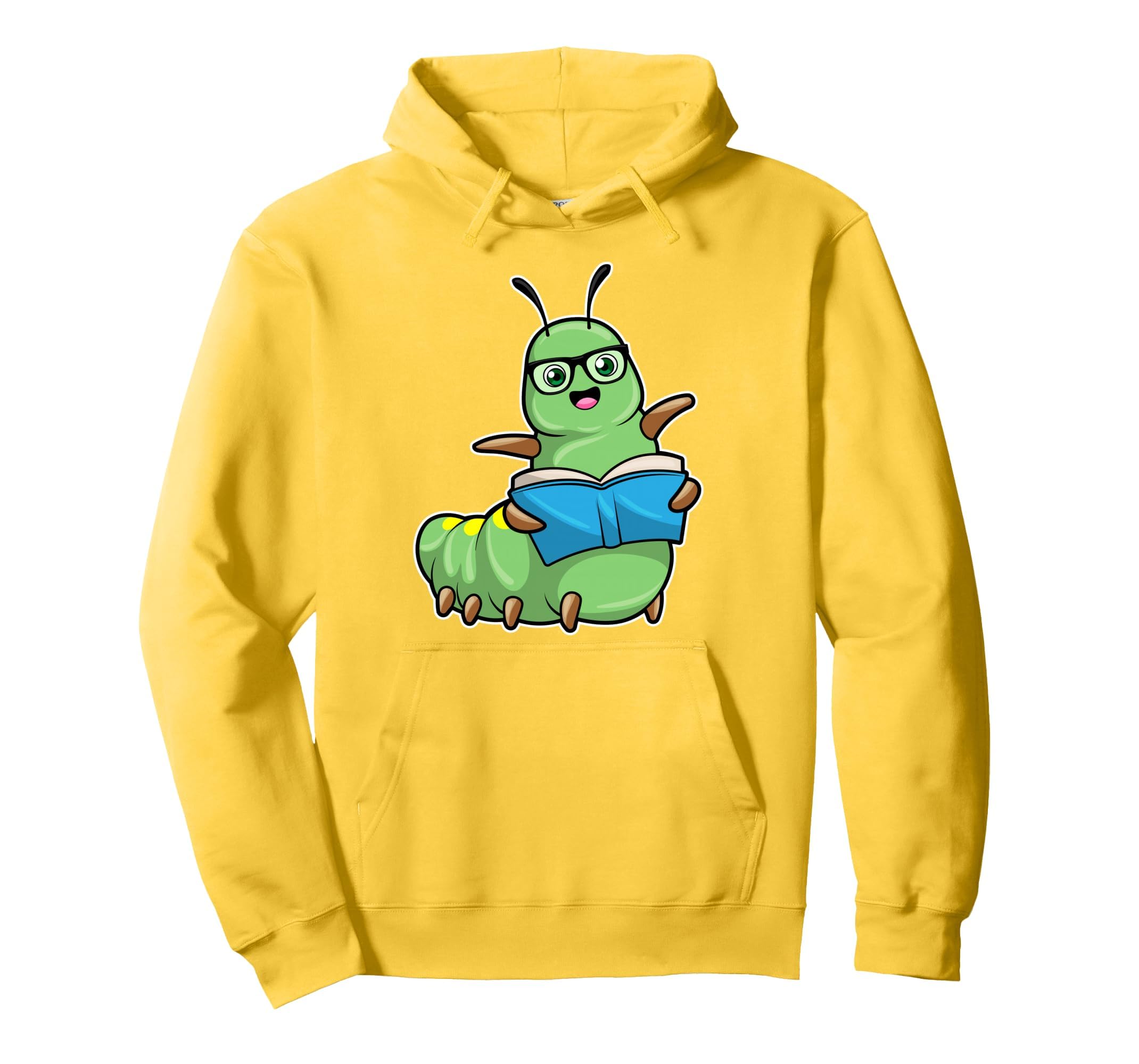 Caterpillar Nerd Book Glasses Hoodie - Minimalist Print Men Women - T-Shirt, Sweatshirt, Hoodie