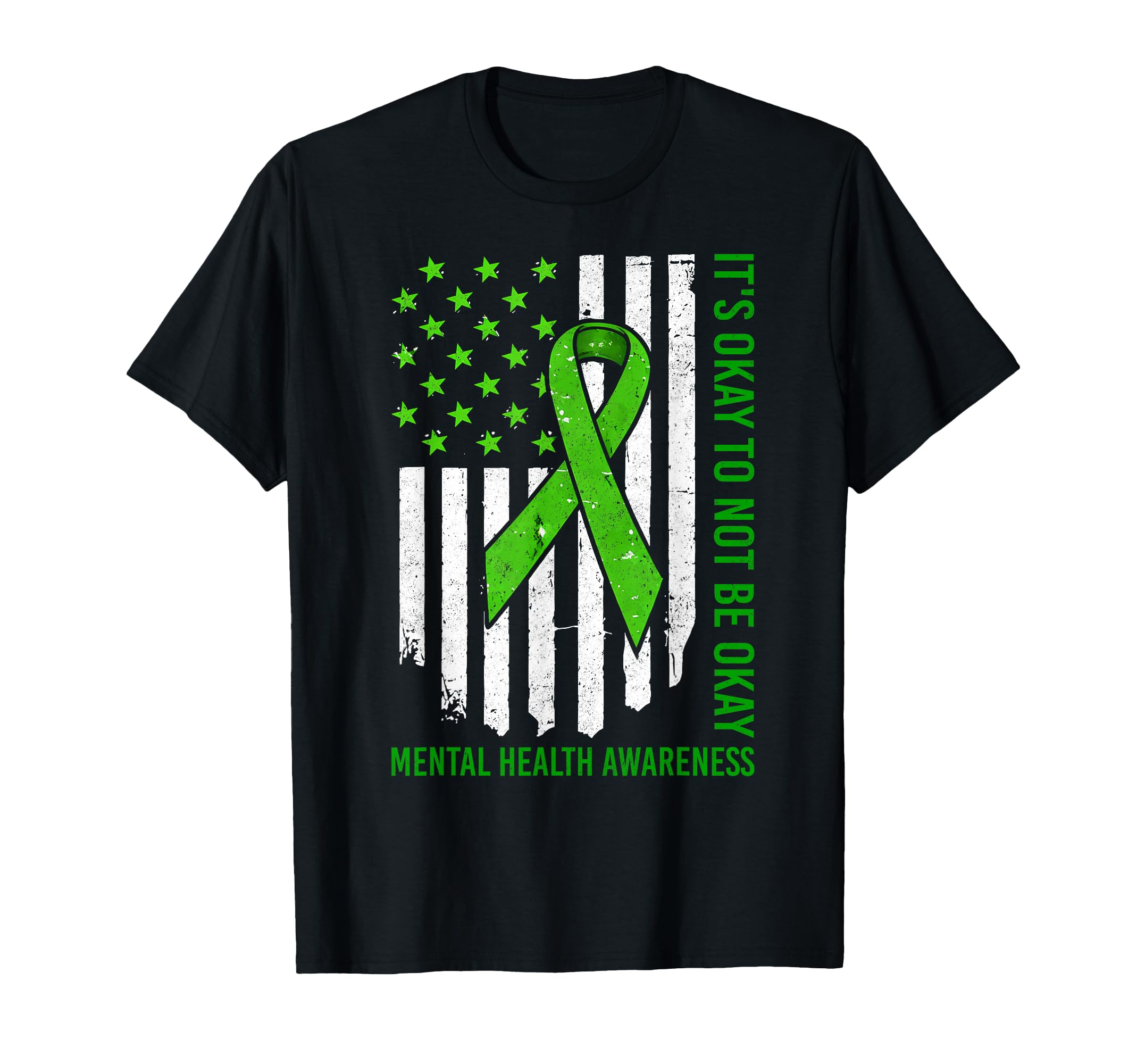 Its Okay To Not Be Okay Us Flag Mental T-Shirt - Graphic Print Men Women - T-Shirt, Sweatshirt, Hoodie