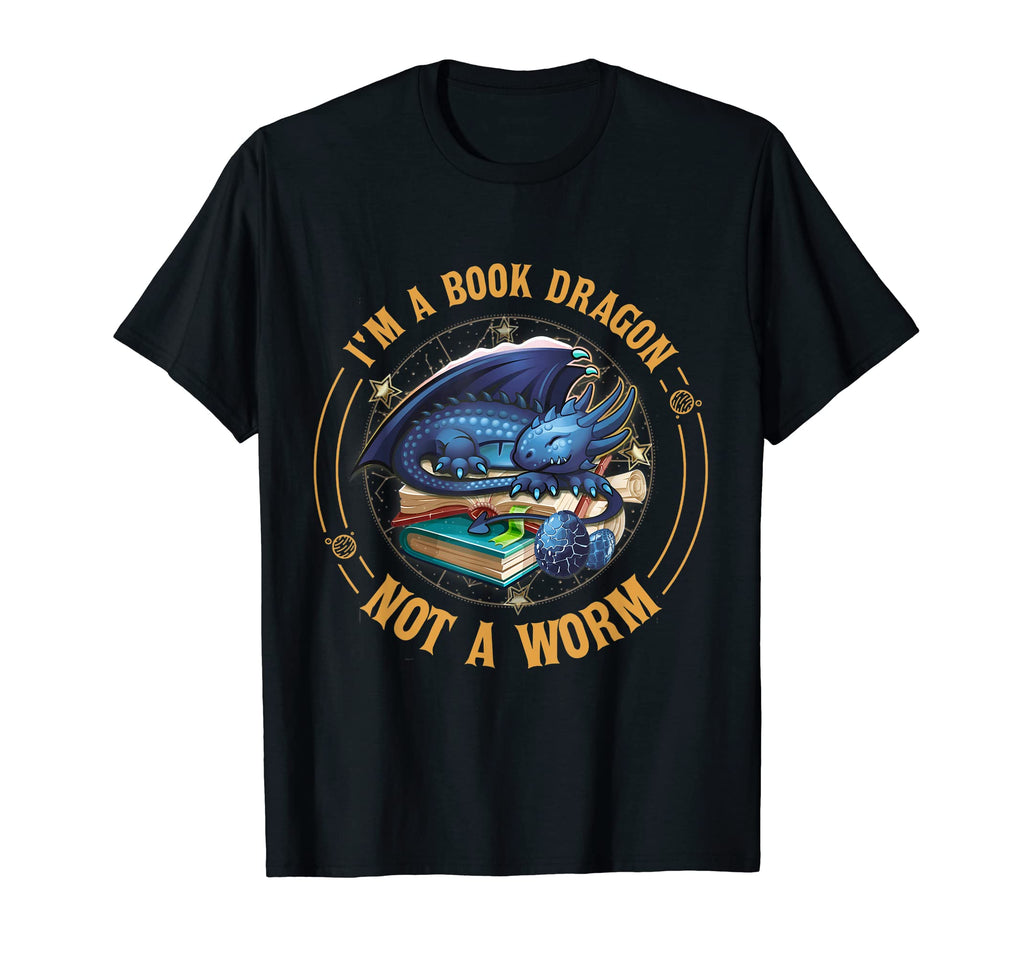I Am Book Dragon Not Worm Funny T-Shirt - Minimalist Print Men Women - T-Shirt, Sweatshirt, Hoodie