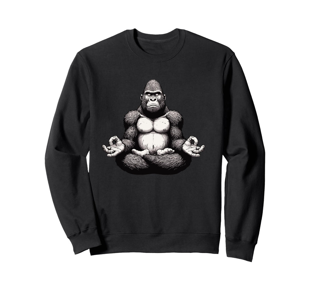 Meditation Gorilla Yoga Pose Sweatshirt - Novelty Apparel for Adults - T-Shirt, Sweatshirt, Hoodie