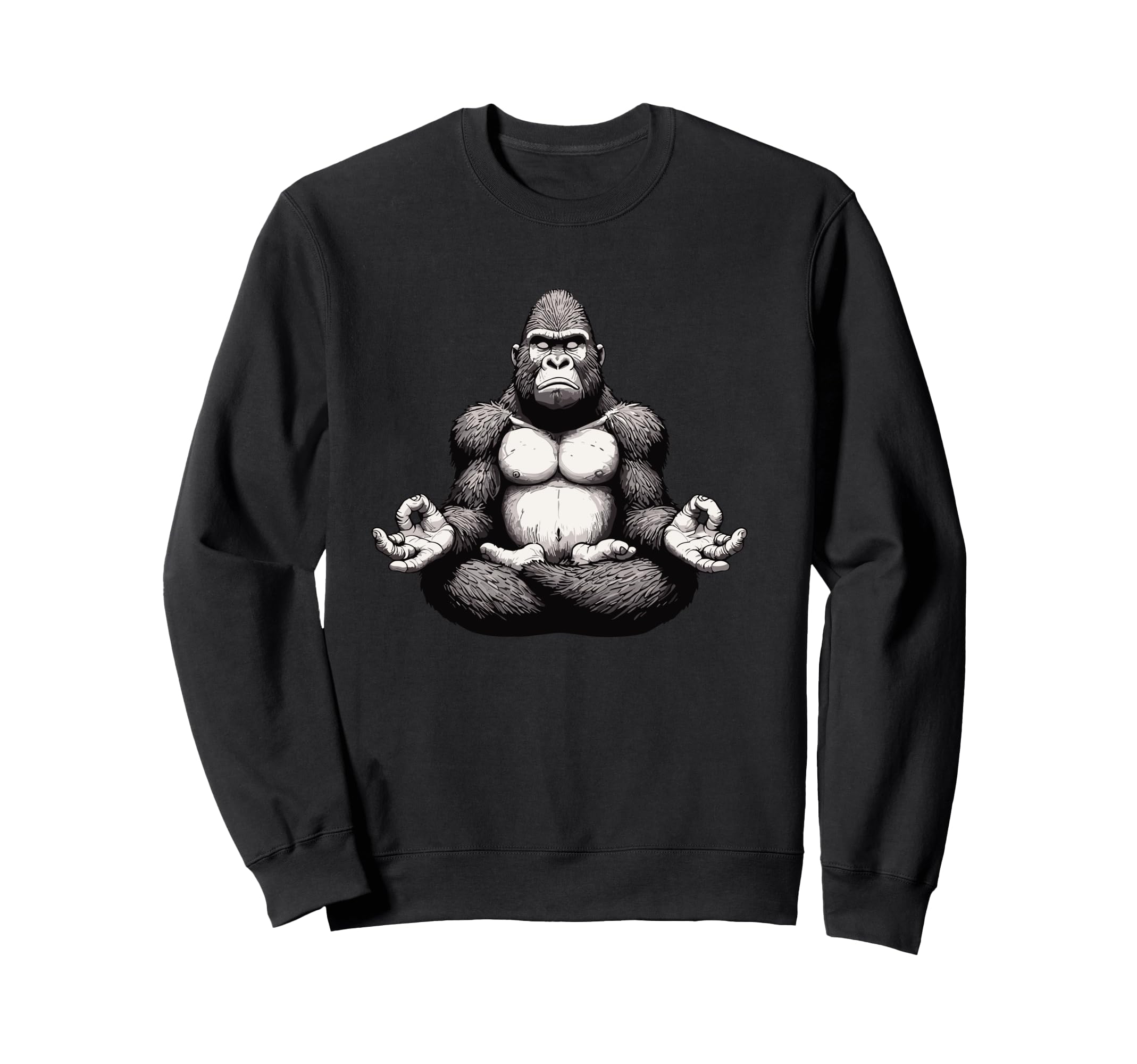 Meditation Gorilla Yoga Pose Sweatshirt - Novelty Apparel for Adults - T-Shirt, Sweatshirt, Hoodie