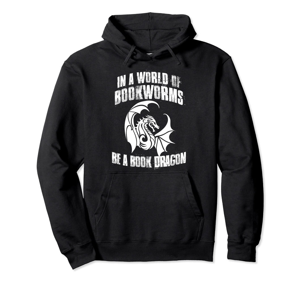 World Bookworms Be Book Dragon Hoodie - Aesthetic Graphic for Adults - T-Shirt, Sweatshirt, Hoodie