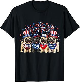 Pug Dog 250 Years American 1776 2026 4th July T-Shirt Unisex T-shirt, Sweatshirt, Hoodie, Long Sleeve Tee - T-Shirt, Sweatshirt, Hoodie