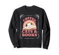 Coffee Cats And Books Books Cat Sweatshirt - Minimalist Print Men Women - T-Shirt, Sweatshirt, Hoodie
