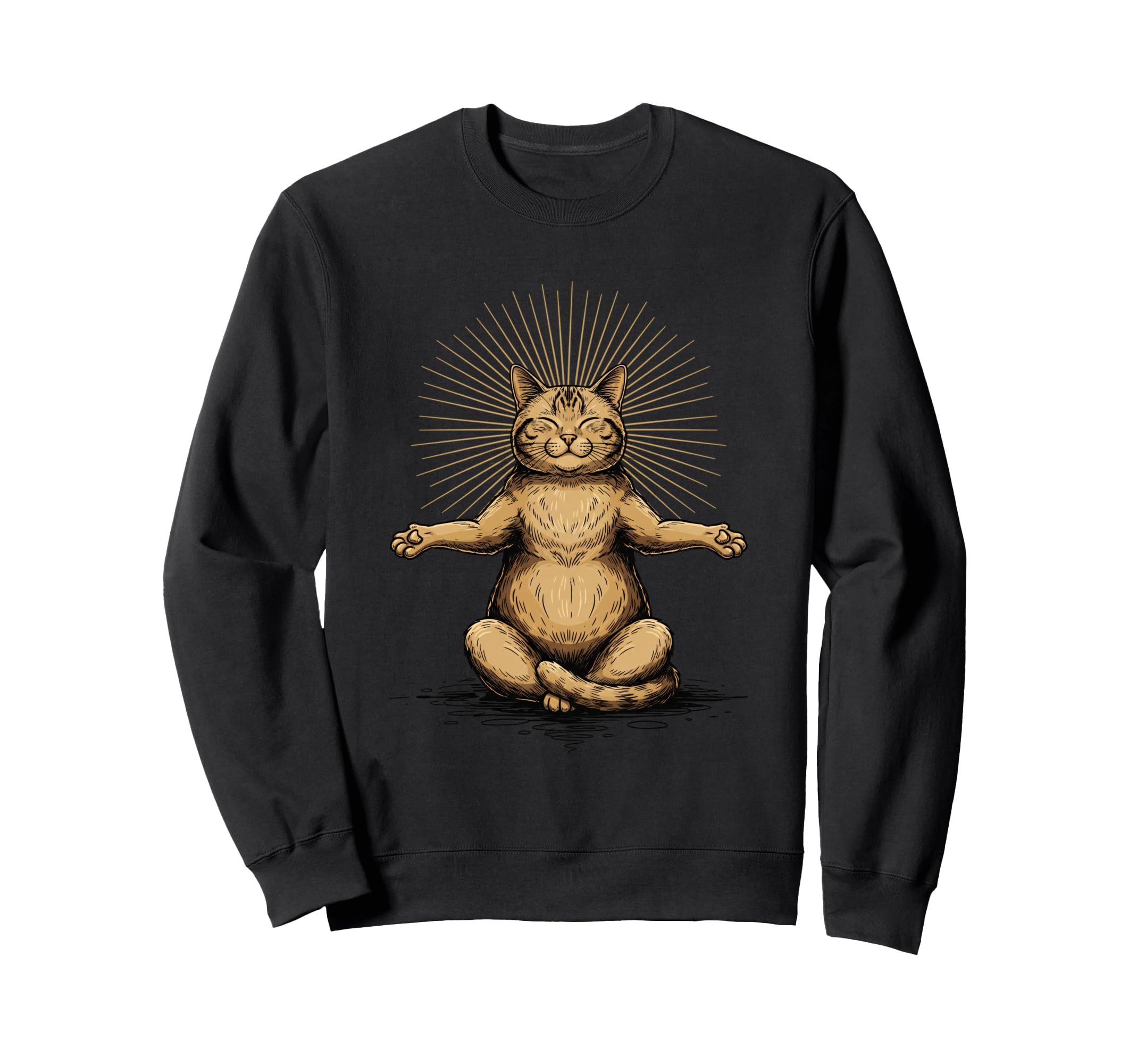 Zen Cat Meditation Yoga Pose Wellness Sweatshirt - Unique Graphic Unisex - T-Shirt, Sweatshirt, Hoodie
