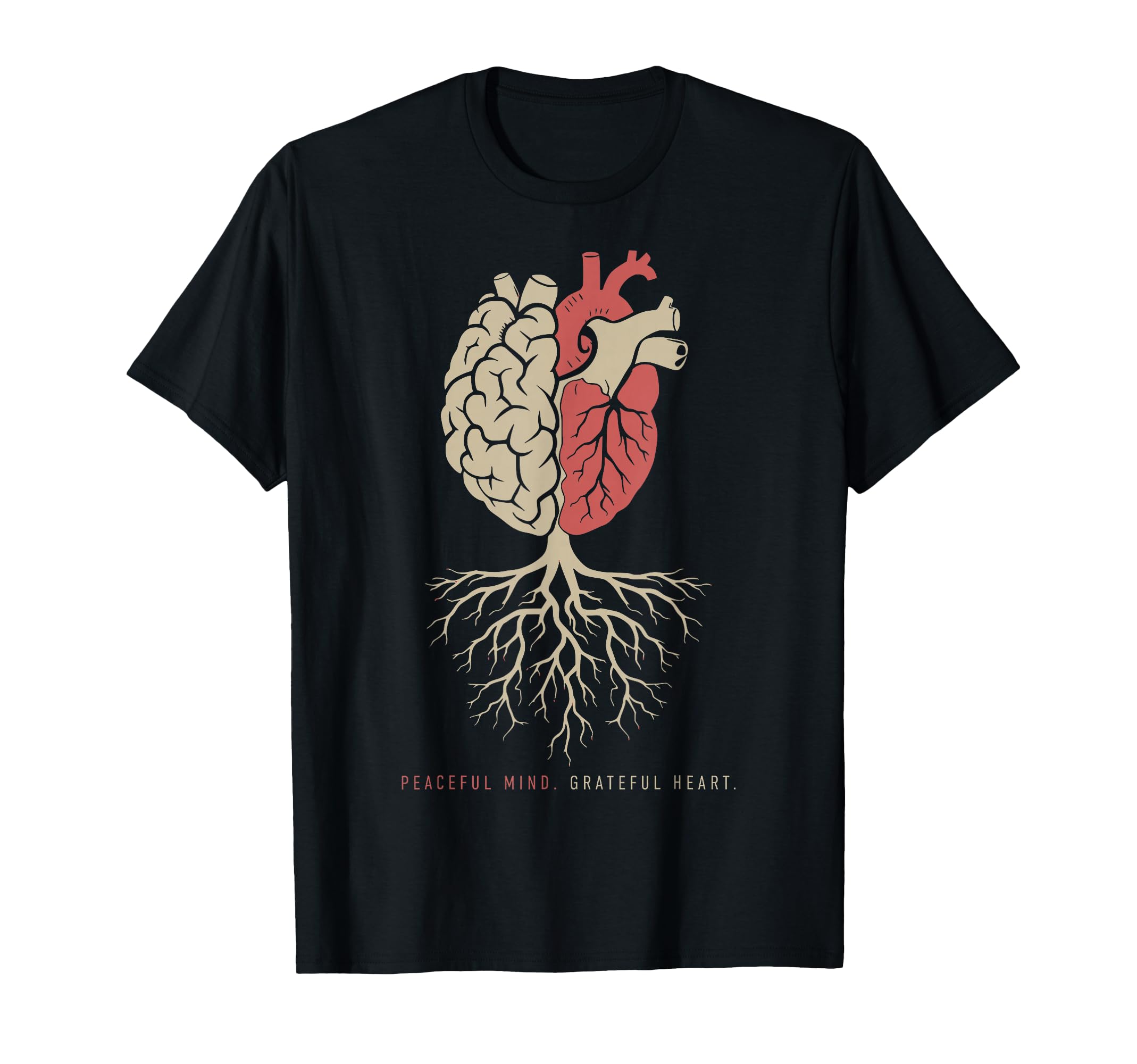 Peaceful Mind Grateful Heart Mindful T-Shirt - Minimalist Print Unisex - T-Shirt, Sweatshirt, Hoodie