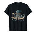 Octopus Reading Book Coffee Funny Book T-Shirt - Trendy Graphic Unisex - T-Shirt, Sweatshirt, Hoodie