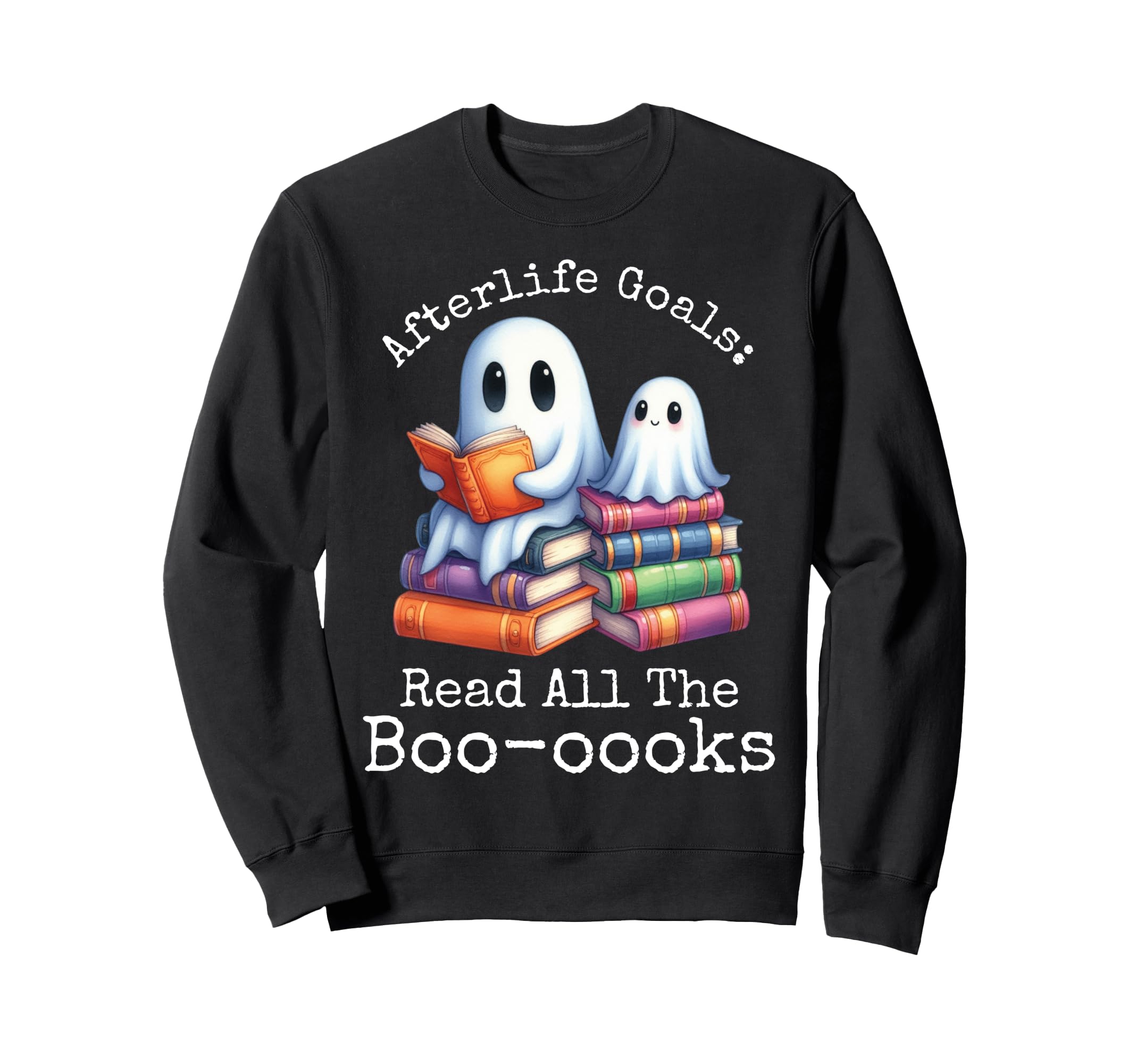 Bookish Ghost Reading Book Nerd Sweatshirt - Aesthetic Graphic for Adults - T-Shirt, Sweatshirt, Hoodie