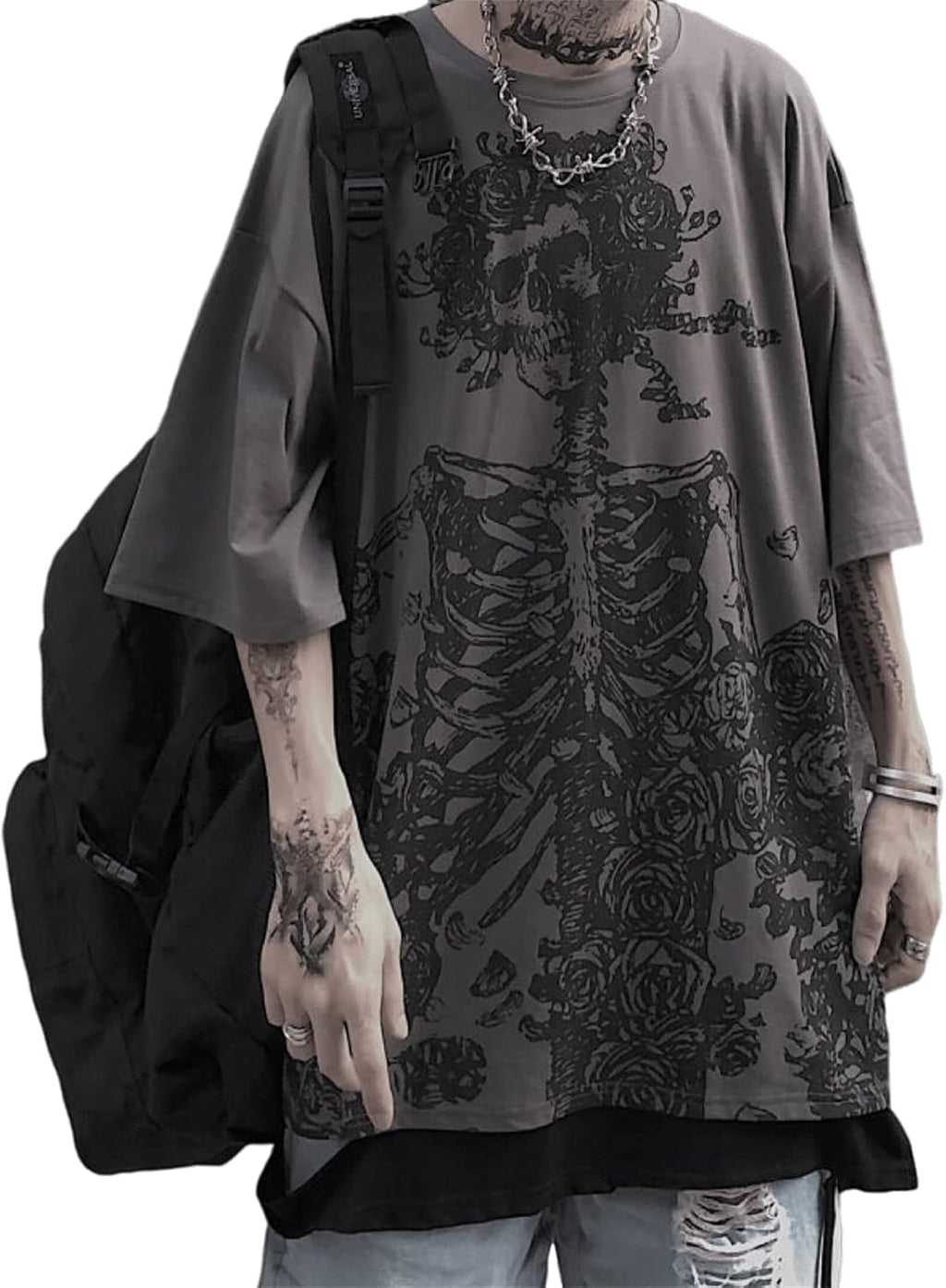 Women Men Y2K Skeleton T Shirt Gothic Skull Graphic Tee Oversized Punk Grunge Short Sleeve Top Streetwear Emo Alt Clothes - T-Shirt, Sweatshirt, Hoodie