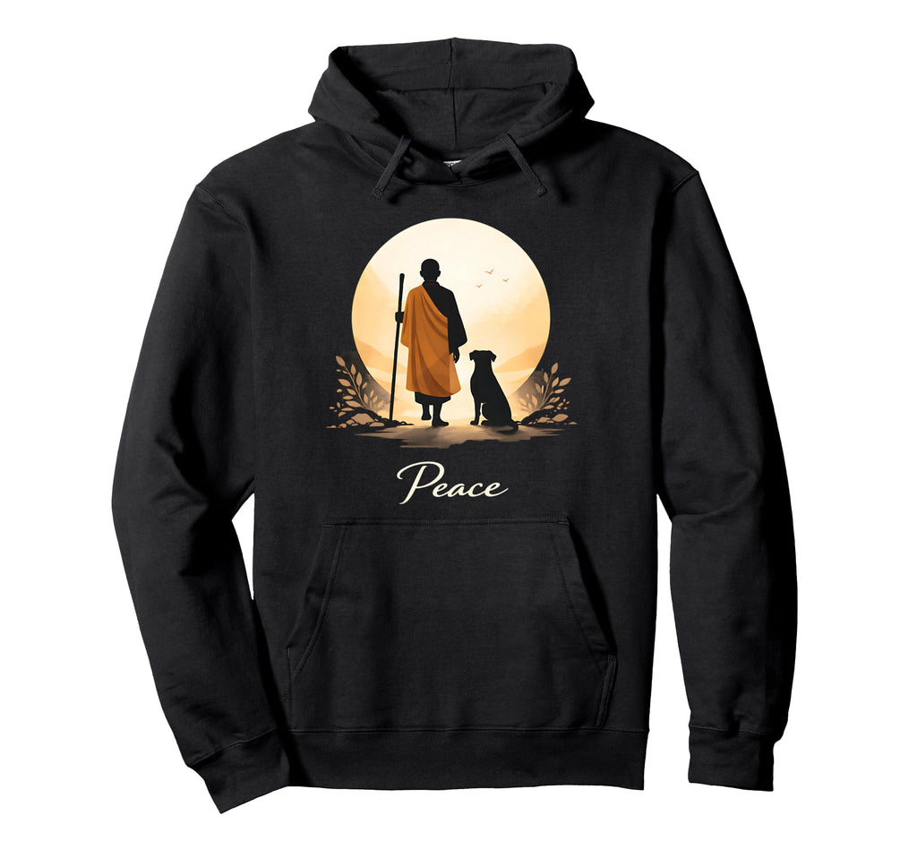 Minimalist Zen Art Walk Peace Monks Hoodie - Fun Novelty Design Men Women - T-Shirt, Sweatshirt, Hoodie