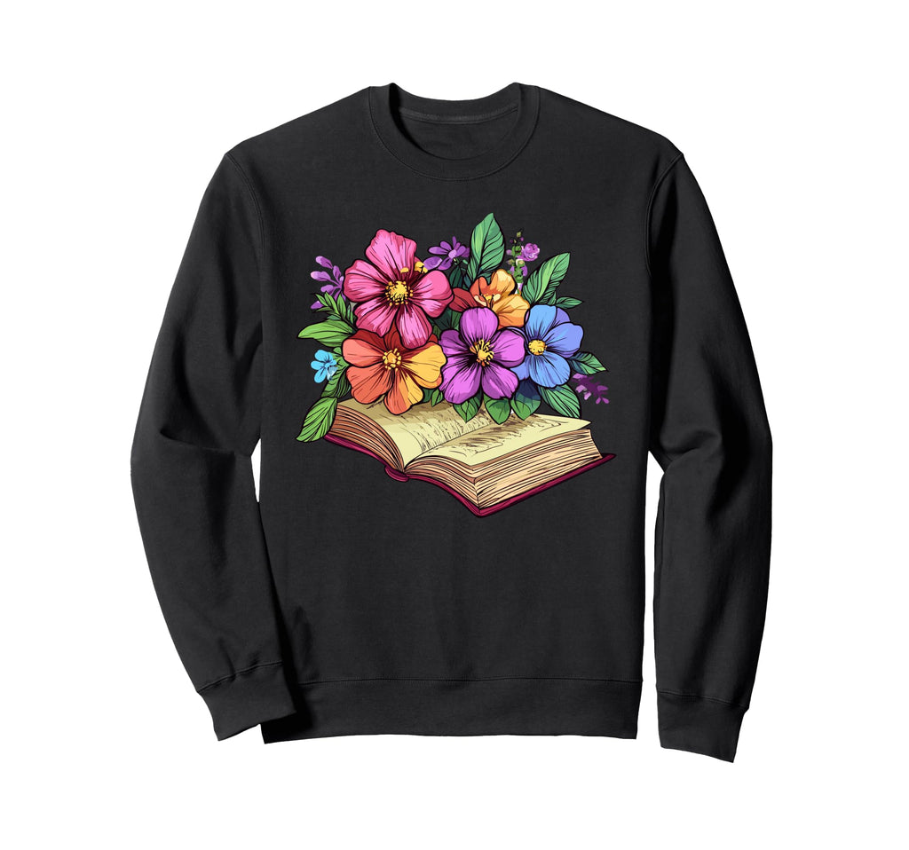Open Book Wildflowers Sweatshirt - Fun Novelty Design Men Women - T-Shirt, Sweatshirt, Hoodie