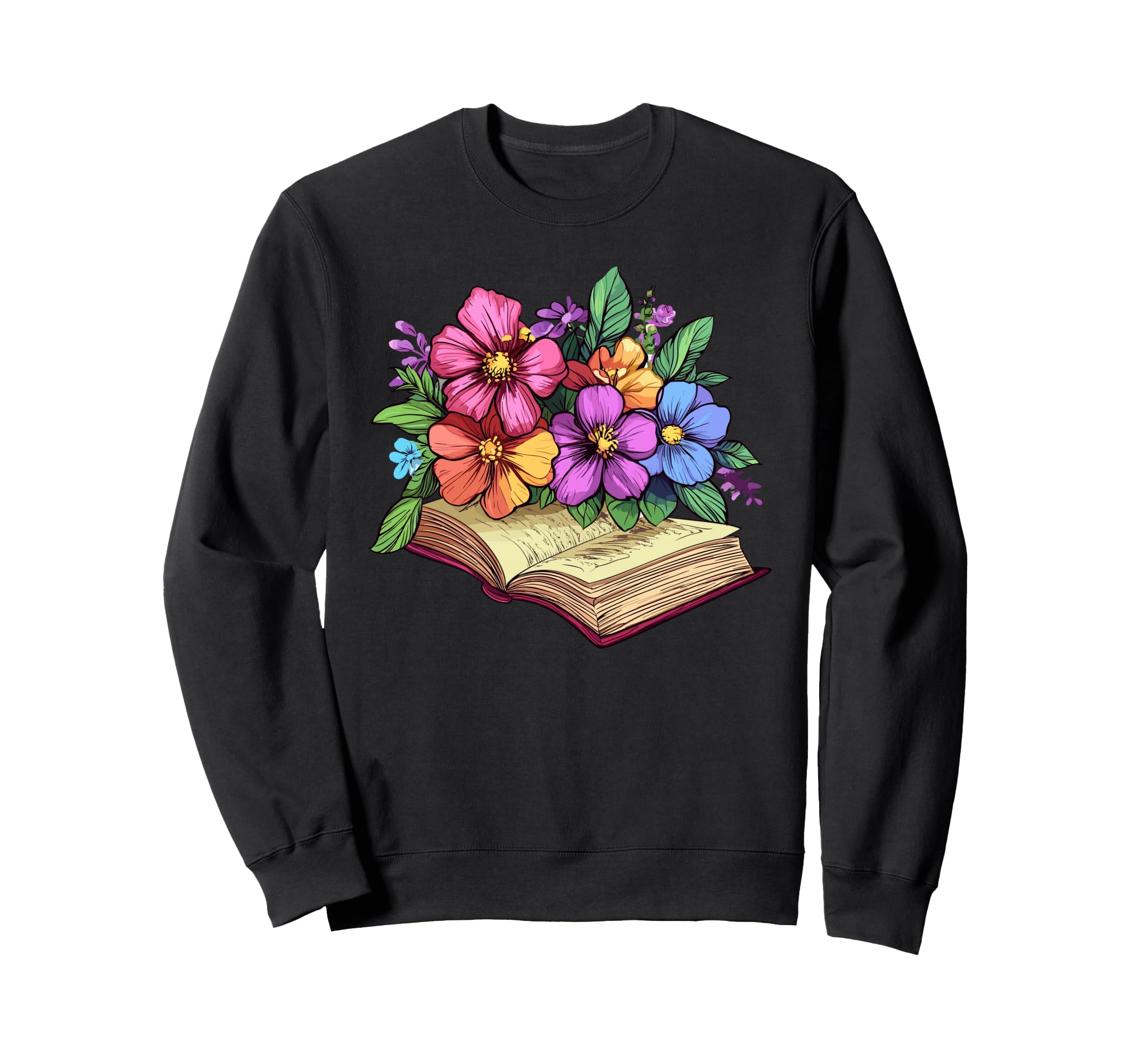Open Book Wildflowers Sweatshirt - Fun Novelty Design Men Women - T-Shirt, Sweatshirt, Hoodie