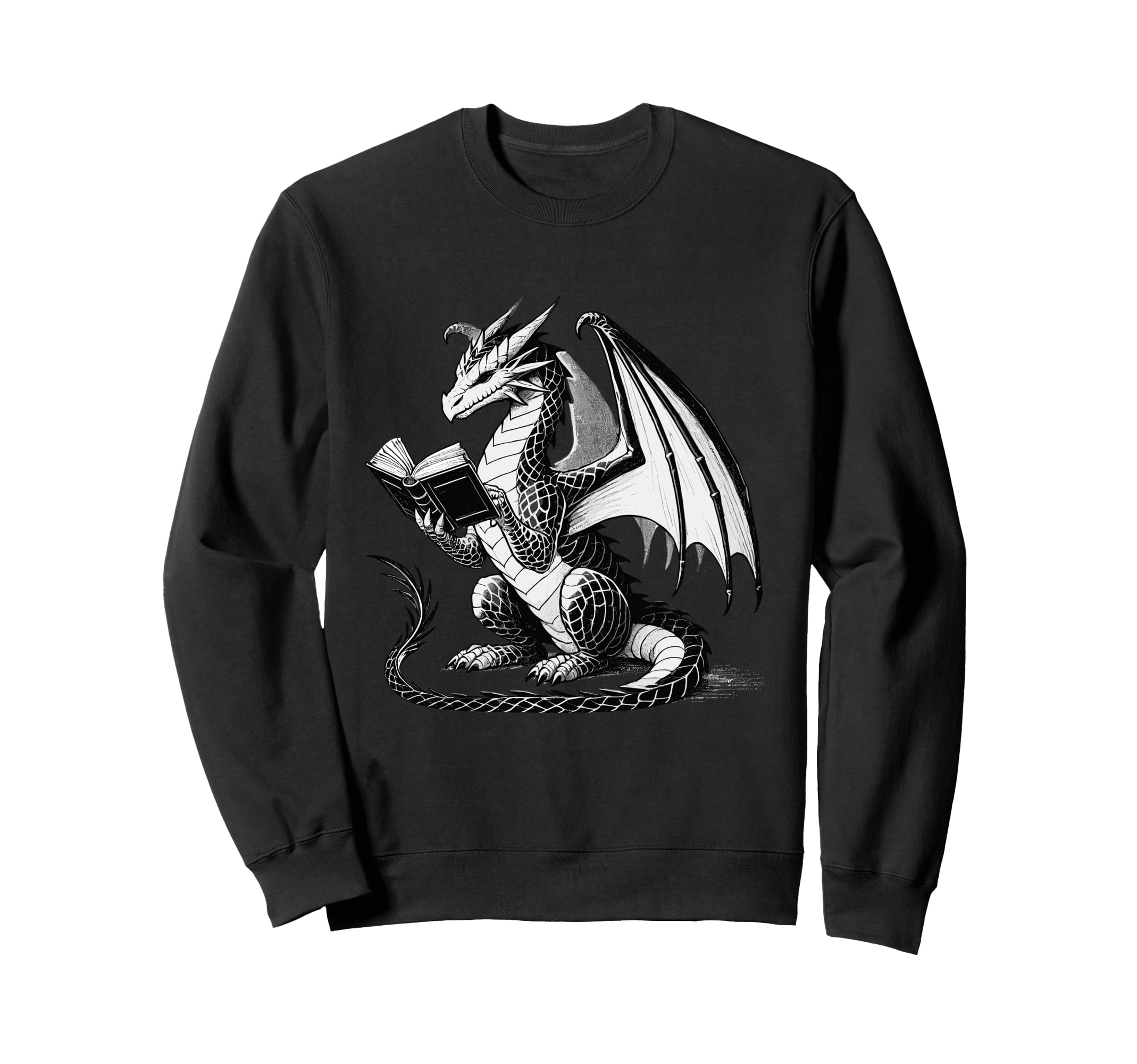 Dragon Reading Book Bookworm Sweatshirt - Casual Everyday Wear Unisex - T-Shirt, Sweatshirt, Hoodie