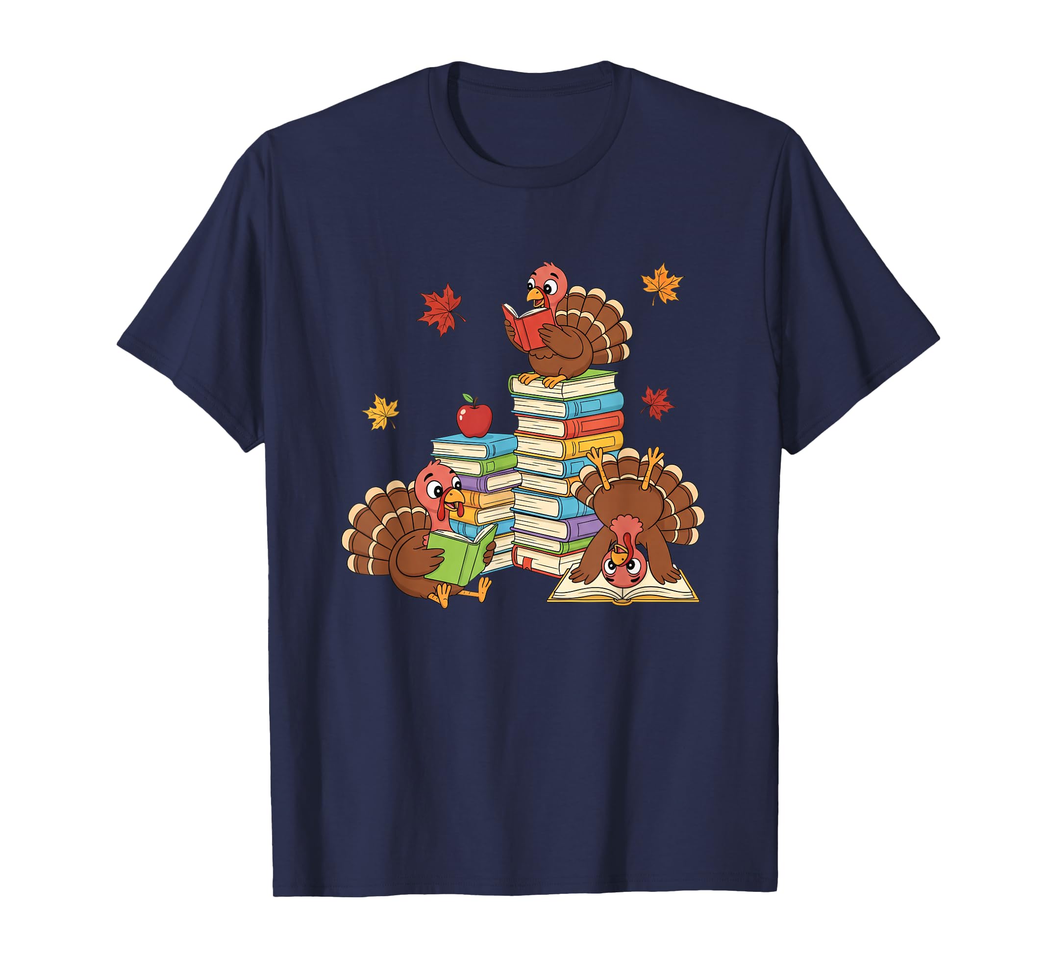 Bookish Turkeys Reading Stack Books T-Shirt - Fun Novelty Design Men Women - T-Shirt, Sweatshirt, Hoodie