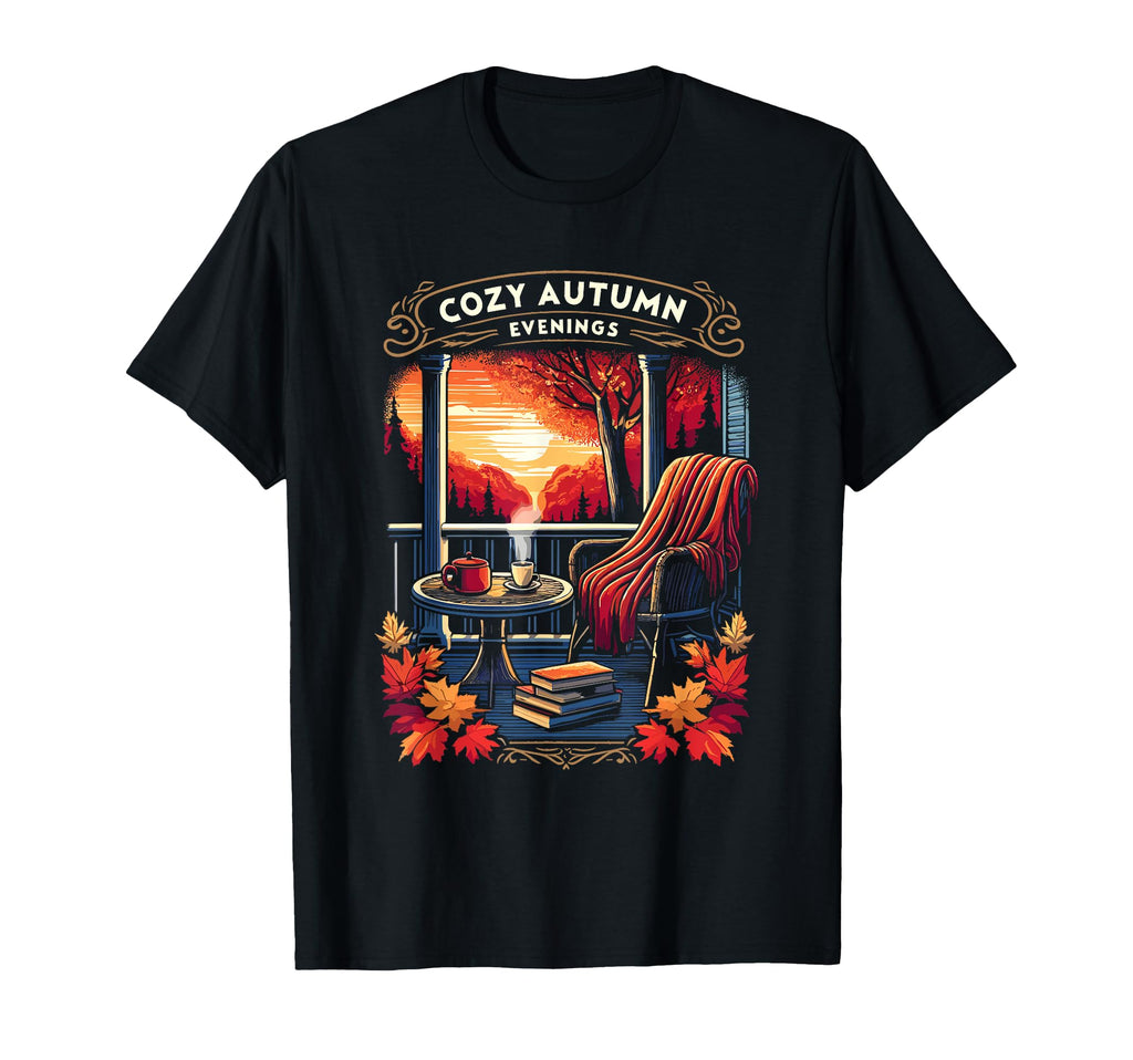 Cozy Autumn Evenings Fall Season T-Shirt - Unique Graphic Men Women - T-Shirt, Sweatshirt, Hoodie