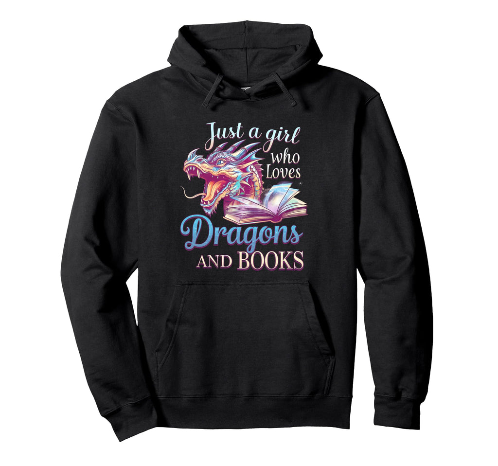 Just Who Loves Dragons And Books Hoodie - Graphic Print for Adults - T-Shirt, Sweatshirt, Hoodie