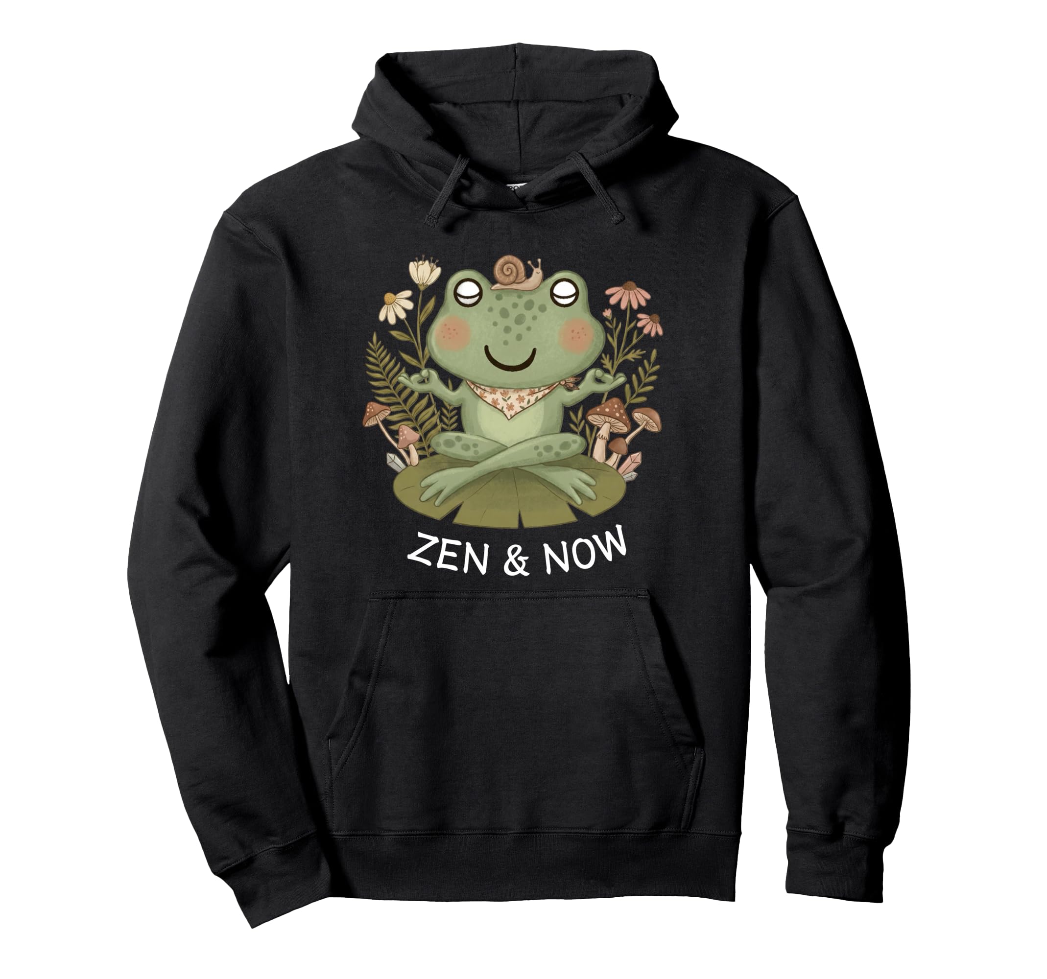 Zen And Now Frog Funny Meditation Hoodie - Aesthetic Graphic Men Women - T-Shirt, Sweatshirt, Hoodie