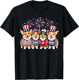 Corgi Dog 250 Years American 1776 2026 4th July T-Shirt Unisex T-shirt, Sweatshirt, Hoodie, Long Sleeve Tee - T-Shirt, Sweatshirt, Hoodie